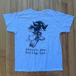 Shadow the Hedgehog Always Pee During Sex Graphic Tee White Mens Large L